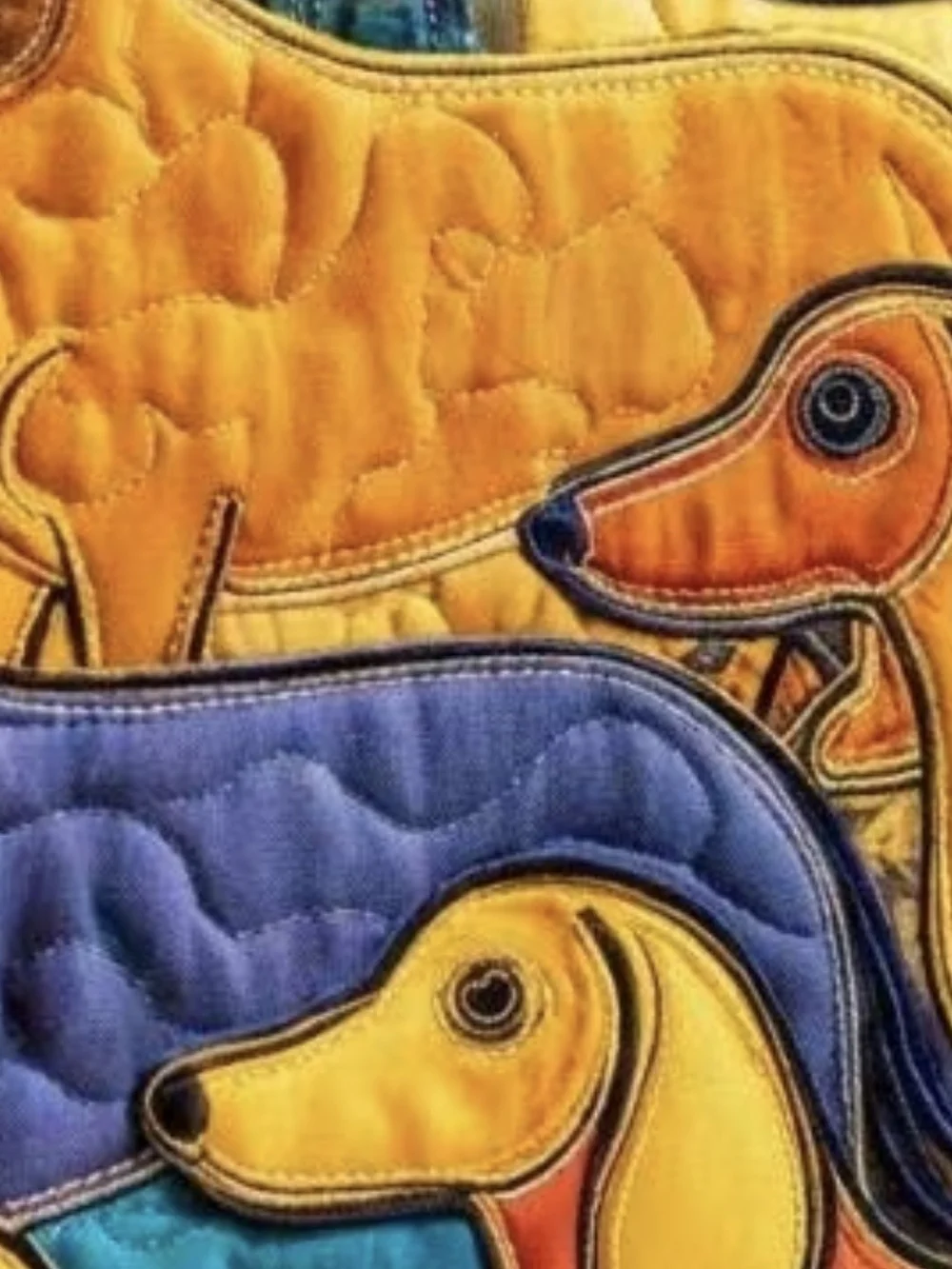Colorful Dachshund Quilted Tote Bag - Multicolor